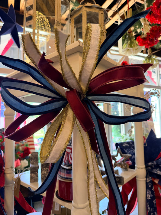 Americana Burg/Wht Tinsel/Blu Bow