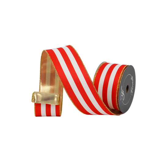 2.5" Red & White Stripe - 10 yds